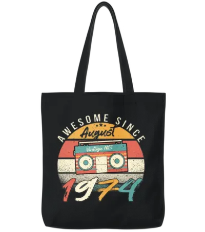 1974 July Vintage Tote Bags - Black
