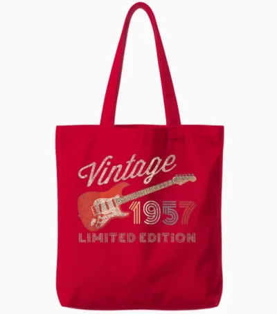 Vintage 1957 Limited Edition Gitarre Geburtsjahr Geburtstag Tote Bags - Red