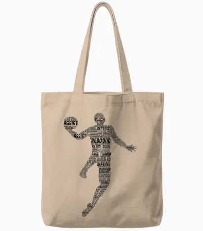 Basketball Basketball Boys' Men's Children's T-Shirt, White Tote Bags - Natural