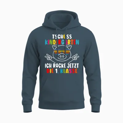 Kita Abschluss 2026 Tschüss Kindergarten Hallo 1. Klasse Unisex Hoodie - Dark Heather