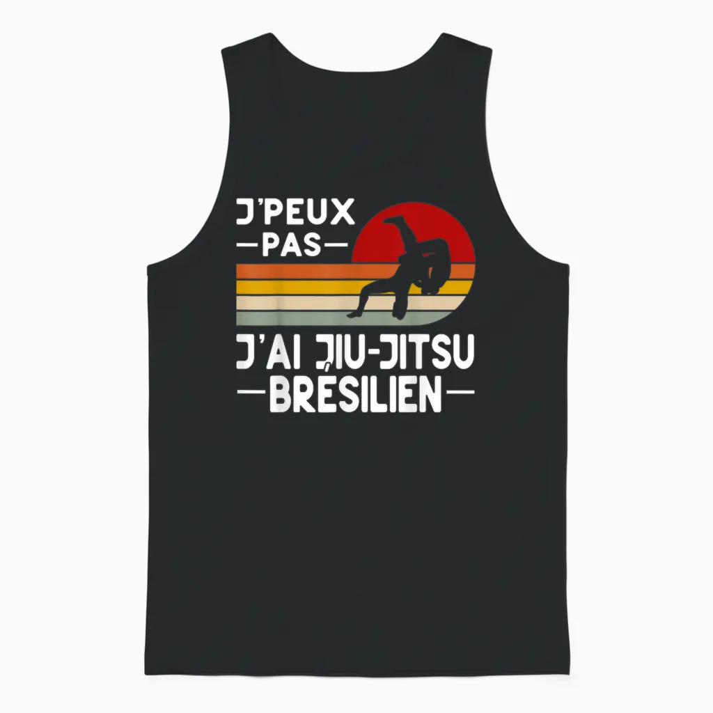 Je Peux Pas J'ai Jiu Jitsu Brazilian Humor Jiu Jitsu Coach T-Shirt, Black, S Unisex Tank Top in Black