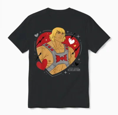 The Revelation of Masters of the Universe - He Man Heart T-Shirt, Blue Unisex T-Shirt - Black