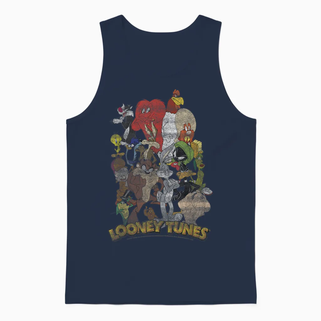 Looney Tunes Character Stack Group Shot Unisex Tank Top in Navy