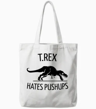 T.rex Hates Pushups Tote Bags - White