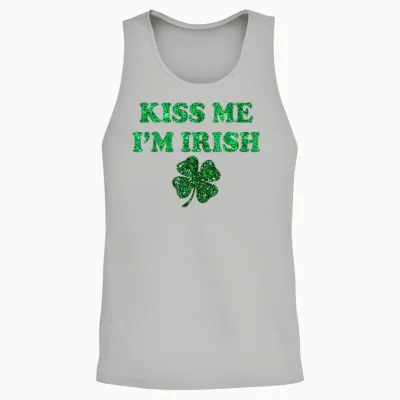 Kiss Me I'm Irish Funny Men Women Kids St Patricks Day Unisex Tank Top - Ash
