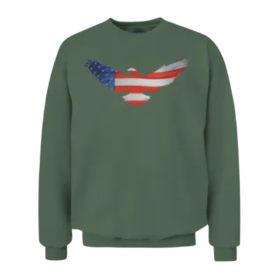 American Flag Eagle Unisex Sweatshirt - Military Green