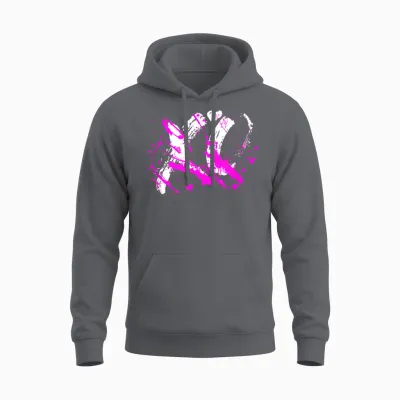 Motif Rose Xo Splash Pink Unisex Hoodie - Charcoal
