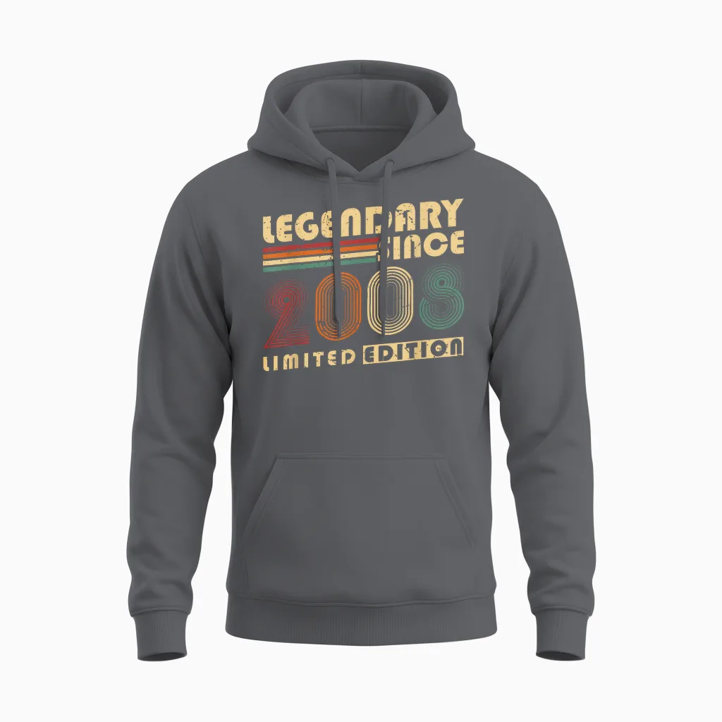 Vintage 2008 Cadeau Anniversaire 18 Ans Pour Garçons Filles Unisex Hoodie in Charcoal