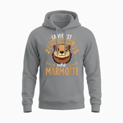 Je M'en Fous Je Suis Une Marmot - Sweet Marmot T-Shirt, Black, S Unisex Hoodie - Sport Grey