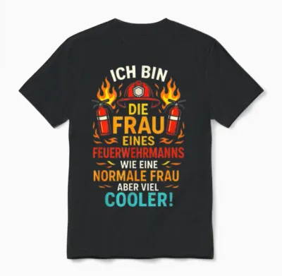T-Shirt with German Text "ich Bin Die Frau Eines Feuerwehrmanns Wie Eine Feuerwehr Unisex T-Shirt - Black