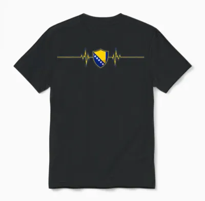 Heartbeat Design Bosnische Flagge Bosnien Unisex T-Shirt - Black