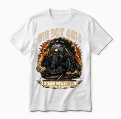 Big Boy 4014 Steam Engine Locomotive Train Vintage Railroad Unisex T-Shirt - White