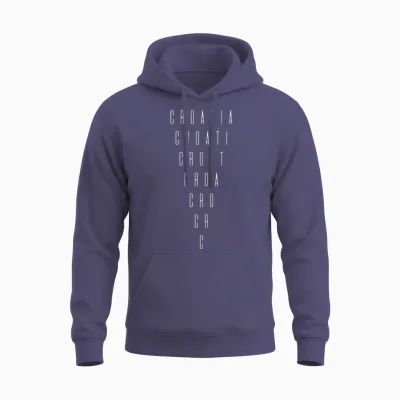 Croatia Inverted Triangle Word Croatian Unisex Hoodie - Heather Sport Dark Navy