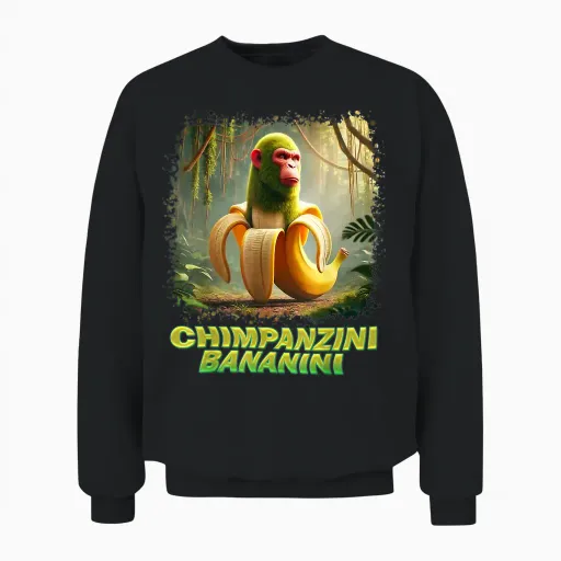 Italian Meme Chimpanzini Bananini Brainrot Unisex Sweatshirt - Black