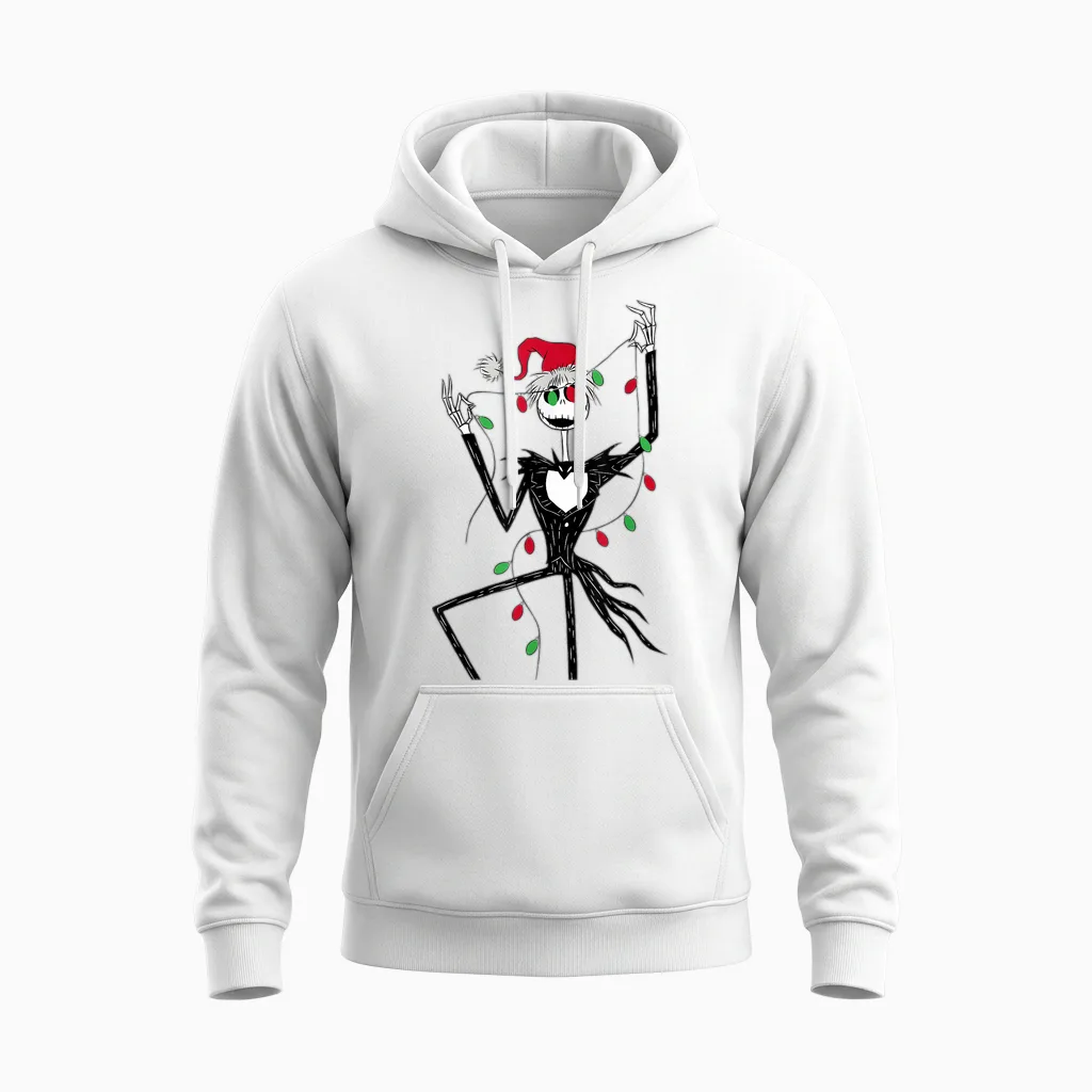 Disney the Nightmare Before Christmas Jack String Lights Unisex Hoodie in White