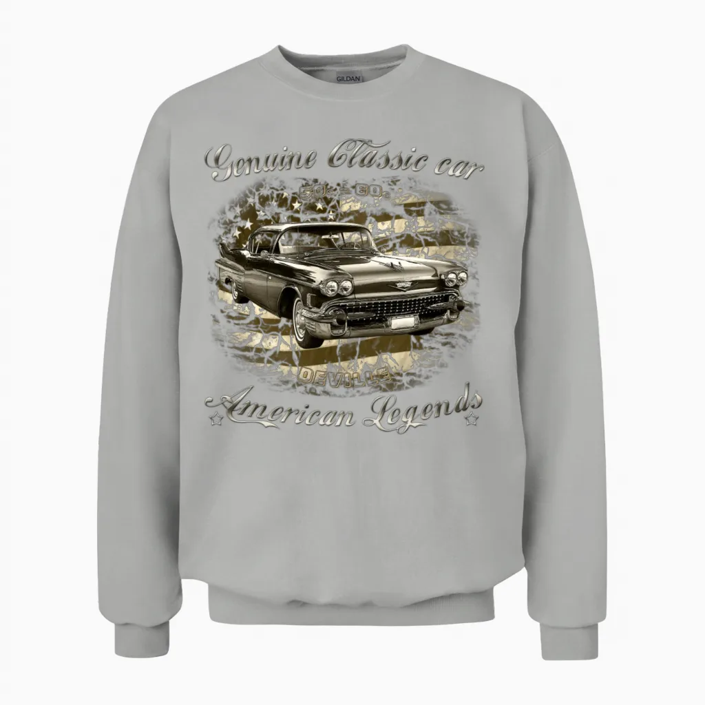 50-Ties Deville Cadillac Unisex Sweatshirt in Ash