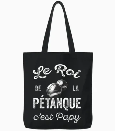Humour Petanque Gift for Grandpa King of Petanque T-Shirt, Black, S Tote Bags - Black
