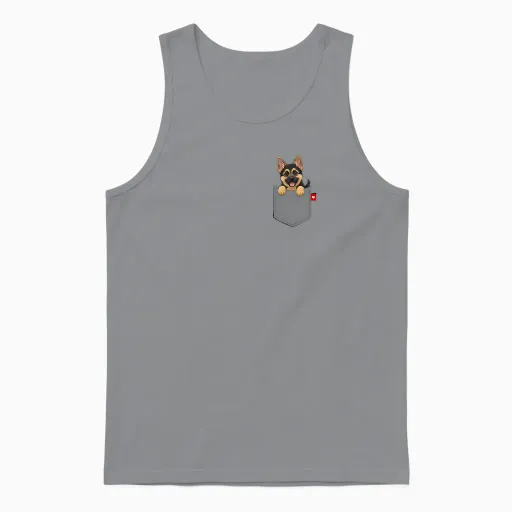 Dog German Shepherd Dog in Pocket Looking Cute Puppy Unisex Tank Top - Sport Grey