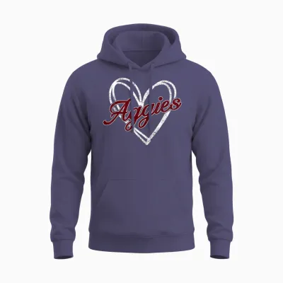 Retro Personalized Aggies-Heart Men Women Kid Unisex Hoodie - Heather Sport Dark Navy