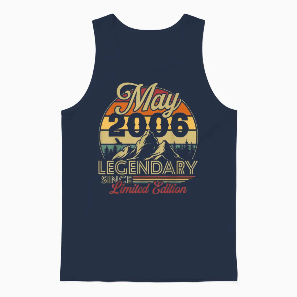 Vintage Anniversaire 20 Ans Pour Né En Mai 2006 Cadeau Unisex Tank Top in Navy