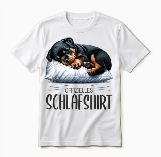 Pyjamas Official Sleep Shirt Cute Dog Rottweiler T-Shirt, Gray Unisex T-Shirt in White