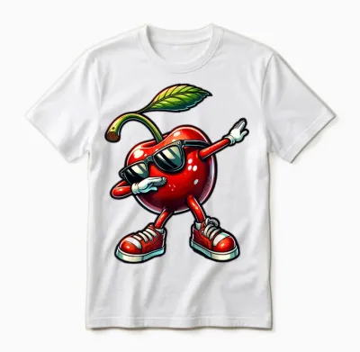 Dabbing Red Cherry Funny Cherry Fruit with Cherries T-Shirt, Black Unisex T-Shirt - White