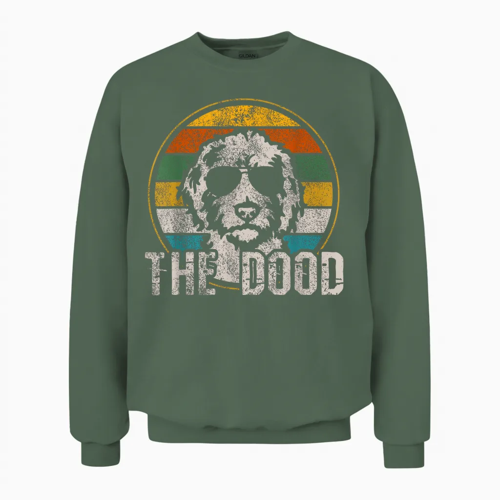 Goldendoodle - the Dood Vintage Retro Dog T-Shirt for Men Women Girls Kids Unisex Sweatshirt in Military Green