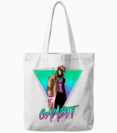 Marvel X-Men Gambit Epic Neon 80's Style Retro Portrait Tote Bags - White