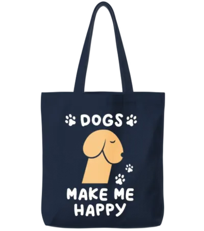 Dogs Make Me Happy Funny Penis Tote Bags - Navy