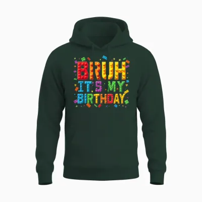 Master Builder Building Blocks Kids Bruh It's My Birthday Unisex Hoodie - Forest