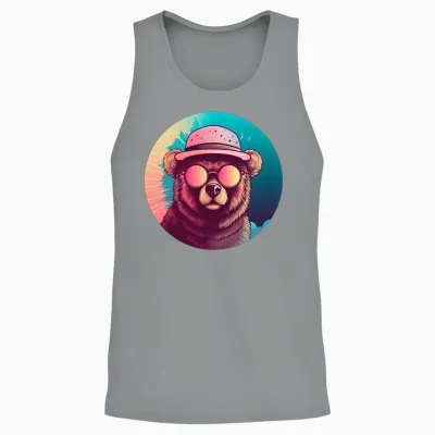 Retro Bear Lovers Design Unisex Tank Top - Sport Grey