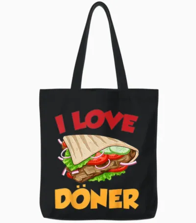 Ich Liebe Döner Kebab Fleisch Döner T-Shirt, Black Tote Bags - Black