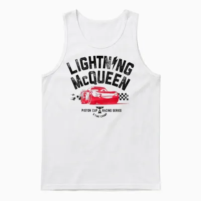 Disney Pixar Cars 3 Flash Mcqueen Ready Graphic T-Shirt, White, S Unisex Tank Top - White