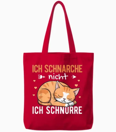 Schlafshirt Damen Herren Pyjama Ich Schnarche Nicht Katze Tote Bags - Red