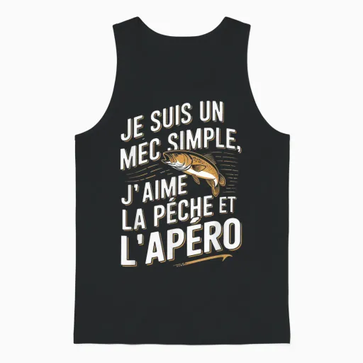 Je Suis Un Guy Simple Peach Apéro Humorous T-Shirt, Black, S Unisex Tank Top in Black