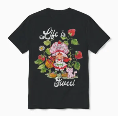 Strawberry Shortcake Life Is Sweet Vintage Berry Garden Unisex T-Shirt - Black