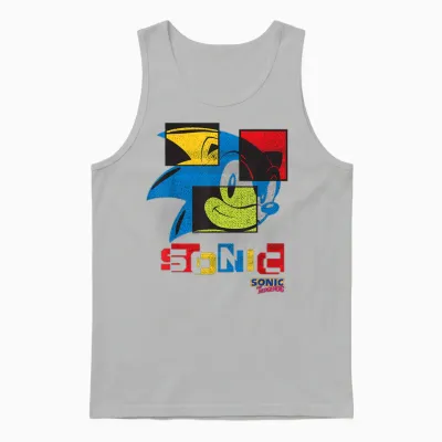 Sonic the Hedgehog - Sonic Misalign Unisex Tank Top - Ash