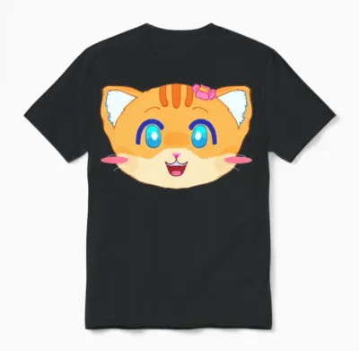 Sunny Kitten Face Bow Unisex T-Shirt - Black