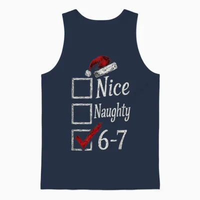 6-7 Meme Nice Naughty 67 Christmas Brain Rot Funny Graphic Unisex Tank Top - Navy