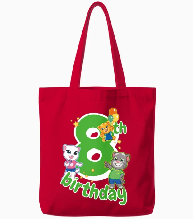 Talking Tom & Friends 8th Birthday Tote Bags in Red