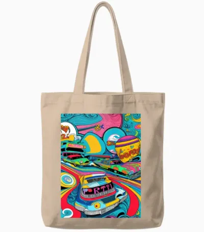 Retro 60s Tote Bags - Natural