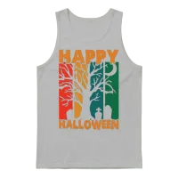 Retro Sunset Happy Halloween Unisex Tank Top - Ash – 1