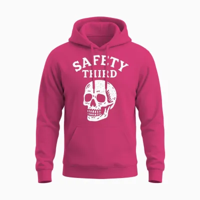 Safety Third Skull Funny Sarcastic Safety Third Unisex Hoodie - Heliconia