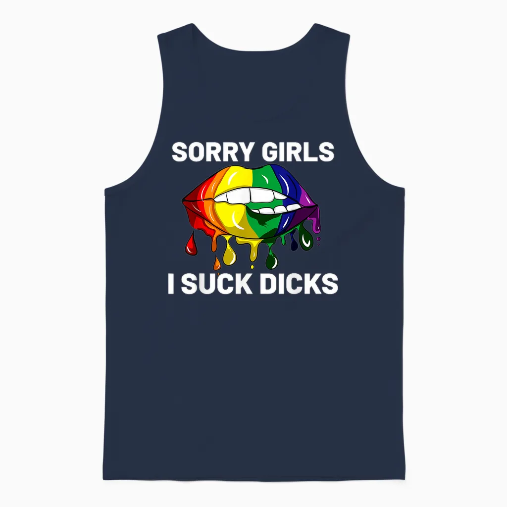 Sorry Girls I Suck Dicks Like Boys Im Gay Lgbt Csd Geschenk Unisex Tank Top in Navy