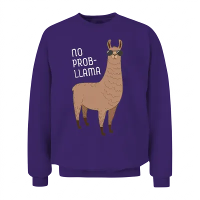 No Prob-Llama | Cool Llama with Sunglasses Design Unisex Sweatshirt - Purple