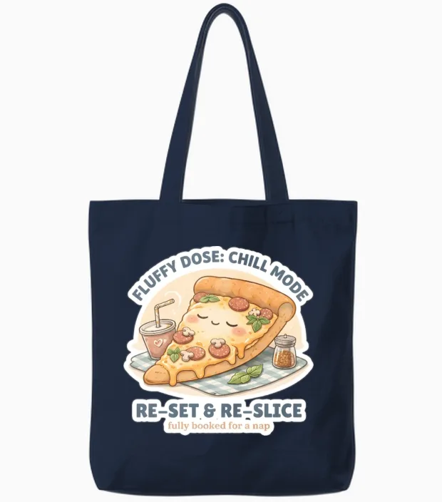 The Master of Chill Pizza β Official Fluffy Dose Tote Bags in Navy