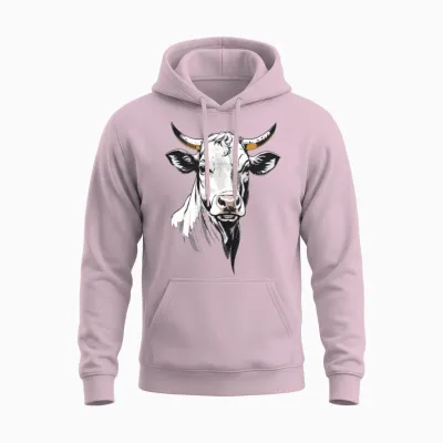 Cow Retro Unisex Hoodie - Light Pink
