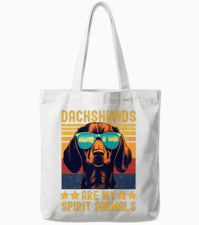 Dachshund with Sunglasses Retro Tote Bags - White