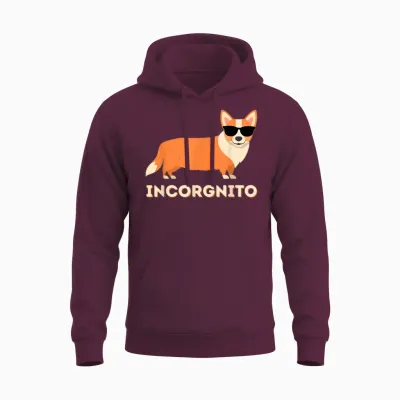 Incorgnito - Funny Welsh Corgi Owner Dog Lover T-Shirt Small Unisex Hoodie - Maroon