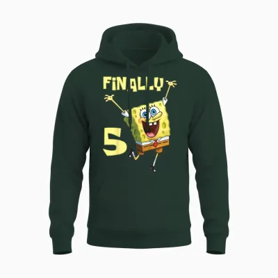 Mademark X Spongebob Squarepants - Kids Original Spongebob Square Pants - 5th Birthday. Finally 5. Unisex Hoodie - Forest